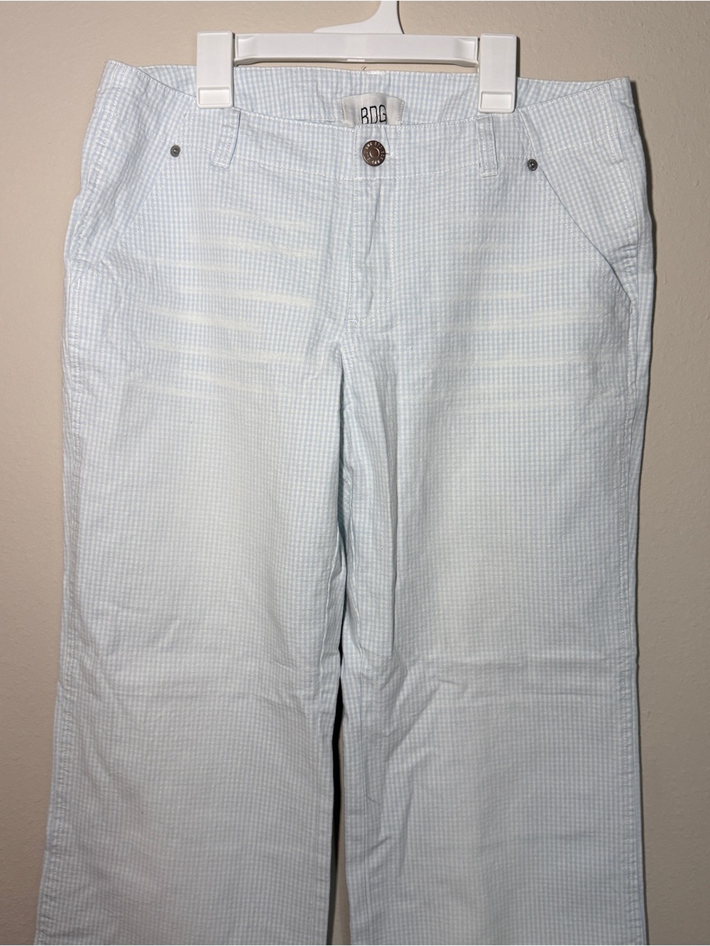 BDG Light Blue Seersucker Wide-Leg Jeans